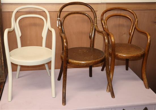 A Thonet bentwood childs chair and two others